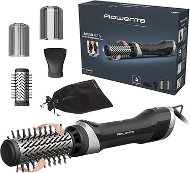 Rowenta Brush Activ, Cepillo de Aire Giratorio, Cepillo Secador de 1000 W, Diseño Ergonómico, 2 Cepillos Cerámicos Giratorios, Boquilla Concentradora y Funda, UB9530F0